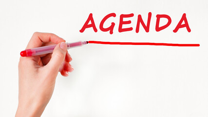 hand writing inscription agenda with marker, concept, stock image