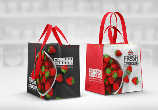 Double Handle Eco Bag  Pair Mockup