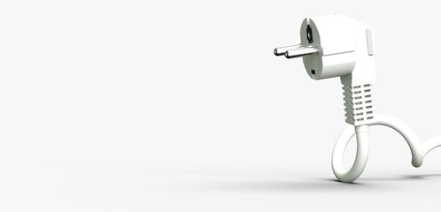 white energy cable plug 3d