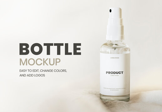 Clear Spray Bottle Mockup Minimal Style