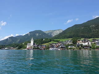 Fototapeta premium Austrian mountains and lake in summer