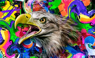 Poster colorful artistic eagle isolated on white background © reznik_val