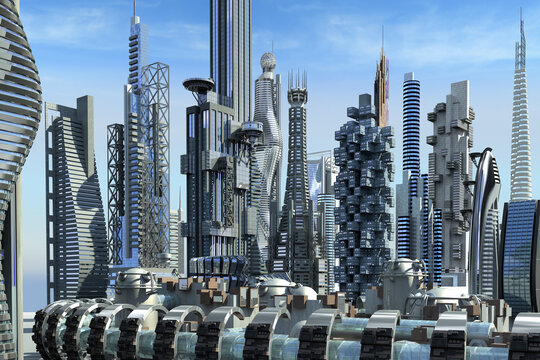 Futuristic mega city architecture