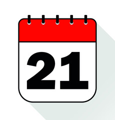 Day 21 red - Calendar Icon - Vector Illustration