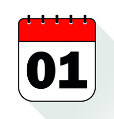Day 1 red - Calendar Icon - Vector Illustration