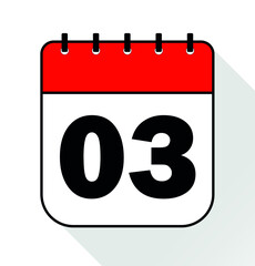 Day 3 red - Calendar Icon - Vector Illustration