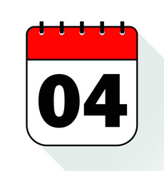 Day 4 red - Calendar Icon - Vector Illustration