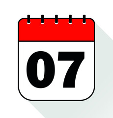 Day 7 red - Calendar Icon - Vector Illustration