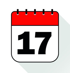 Day 17 red - Calendar Icon - Vector Illustration