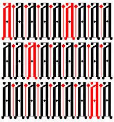 Vector illustration with classic, historical letters in the style of vyaz. Pattern of repeat one Russian letter with decorative elements is depicted. It can be used for the websites, in design.