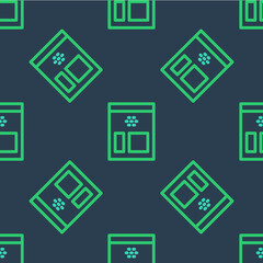 Line Bag of coffee beans icon isolated seamless pattern on blue background. Vector