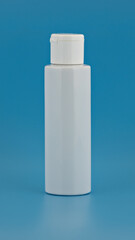 Unbranded plastic flacon for cosmetics products. Skincare and cosmetology vertical mockup. Branding identity template for text and design