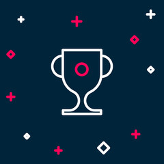 Line Award cup icon isolated on blue background. Winner trophy symbol. Championship or competition trophy. Sports achievement sign. Colorful outline concept. Vector