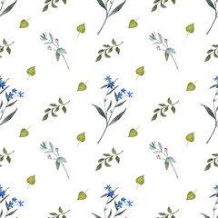 Seamless pattern from a hand-drawn watercolor flowers on a white background. Use for menus, invitations