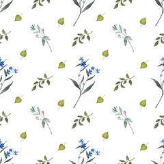 Seamless pattern from a hand-drawn watercolor flowers on a white background. Use for menus, invitations