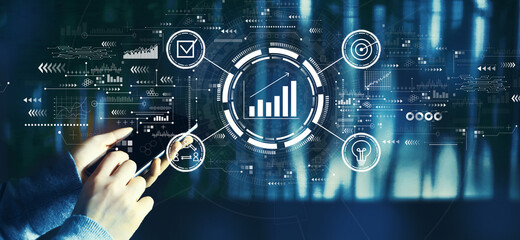 Marketing concept with person using a smartphone