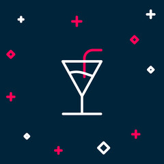 Line Cocktail icon isolated on blue background. Colorful outline concept. Vector