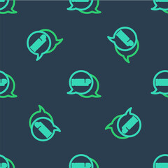 Line Speech bubble with text Help icon isolated seamless pattern on blue background. Vector