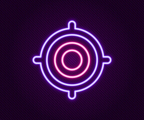 Glowing neon line Target sport icon isolated on black background. Clean target with numbers for shooting range or shooting. Colorful outline concept. Vector