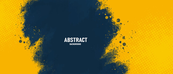 Abstract dark blue and yellow grunge texture background with halftone effect vector. - obrazy, fototapety, plakaty
