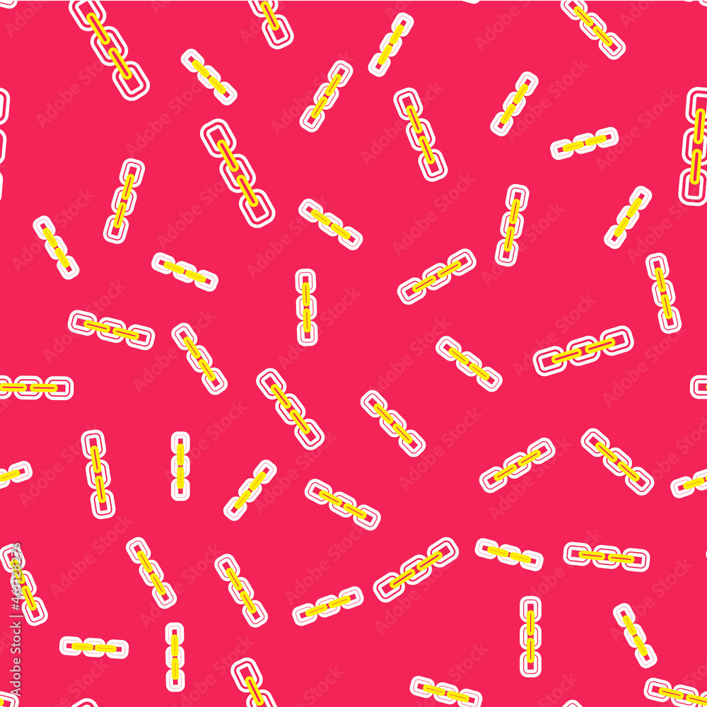 Poster line chain link icon isolated seamless pattern on red background. link single. hyperlink chain symbo