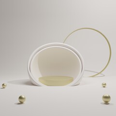 3d background with a gold ball and metal circle