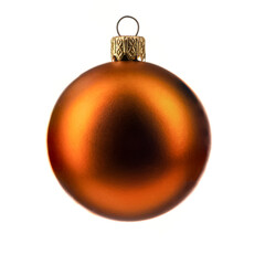 one matte Christmas tree toy, gold color on a white isolated background