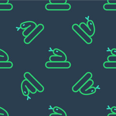 Line Snake icon isolated seamless pattern on blue background. Vector