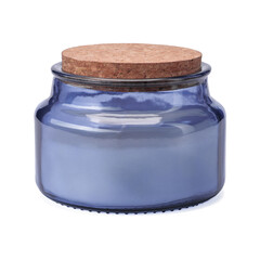 a closed jar of cream or scented candle on a white isolated background