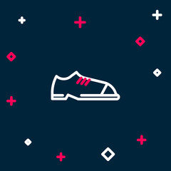 Line Men shoes icon isolated on blue background. Colorful outline concept. Vector