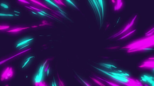 Animation of spinning colorful lights over dark background
