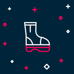 Line Fire boots icon isolated on blue background. Colorful outline concept. Vector