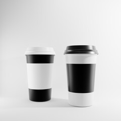 coffee cups different a front view a3d render