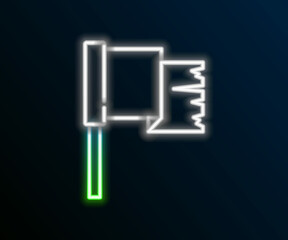 Glowing neon line Pirate flag icon isolated on black background. Colorful outline concept. Vector