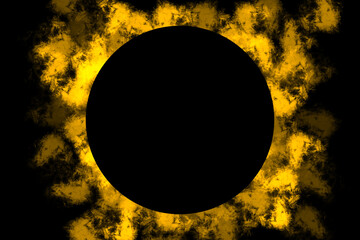 abstract illustration of a smoke logo background with a black circle