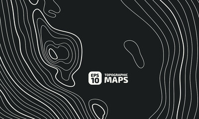 Obraz premium The stylized height of the topographic map contour in lines black an white colors. The concept of a conditional geography scheme and the terrain path. Ultra Wide Size. Vector illustration.