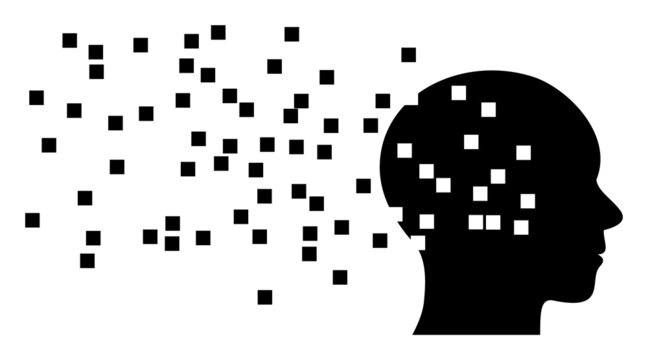 Human memory synthesis icon with flat style. Isolated vector human memory synthesis icon image, simple style.