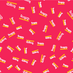 Line Plane icon isolated seamless pattern on red background. Flying airplane icon. Airliner sign. Vector