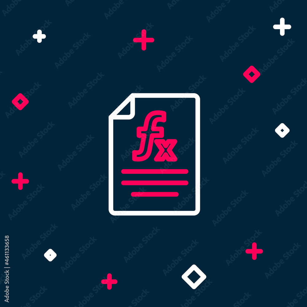 Poster line function mathematical symbol icon isolated on blue background. colorful outline concept. vector