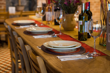 Table ready to serve in restaurant.