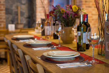 Table ready to serve in restaurant.