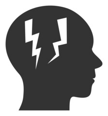 Head migraine icon with flat style. Isolated vector head migraine icon illustrations, simple style.