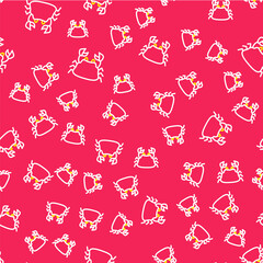 Naklejka premium Line Crab icon isolated seamless pattern on red background. Vector