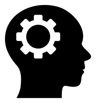 Brain gear icon with flat style. Isolated vector brain gear icon image, simple style.