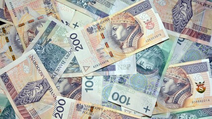 Background made of polish banknotes (polish zloty).