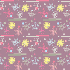 Abstract seamless pattern with winter snowflakes. Colourful snowflakes vector seamless Pattern. Design element.