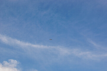 Beautiful clouds with blue sky background in the evening. Nature weather cloud, sky