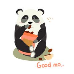 Panda eating coffee
