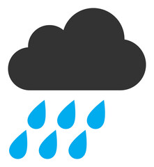 Rain cloud icon with flat style. Isolated vector rain cloud icon illustrations, simple style.