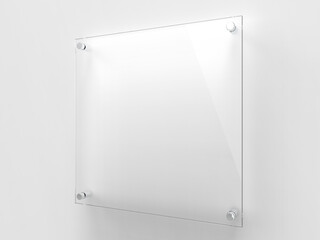 Blank square transparent glass office corporate Signage plate Mock Up Template, Clear Printing...